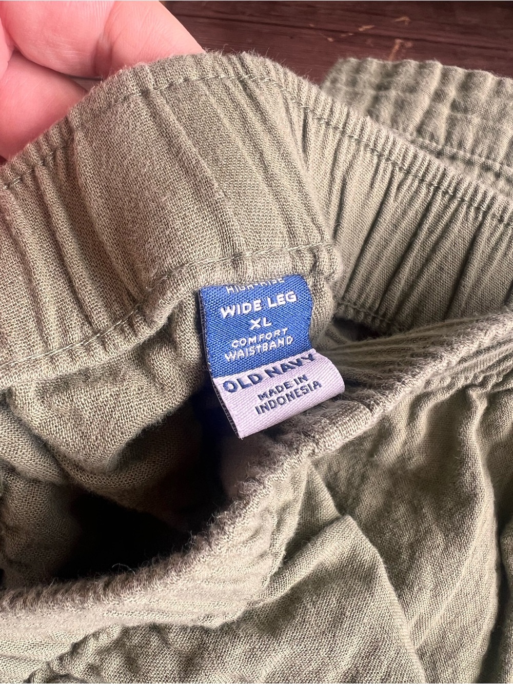 Old Navy Olive Green Cotton Linen Wide Leg Pants XL - Picture 5 of 13